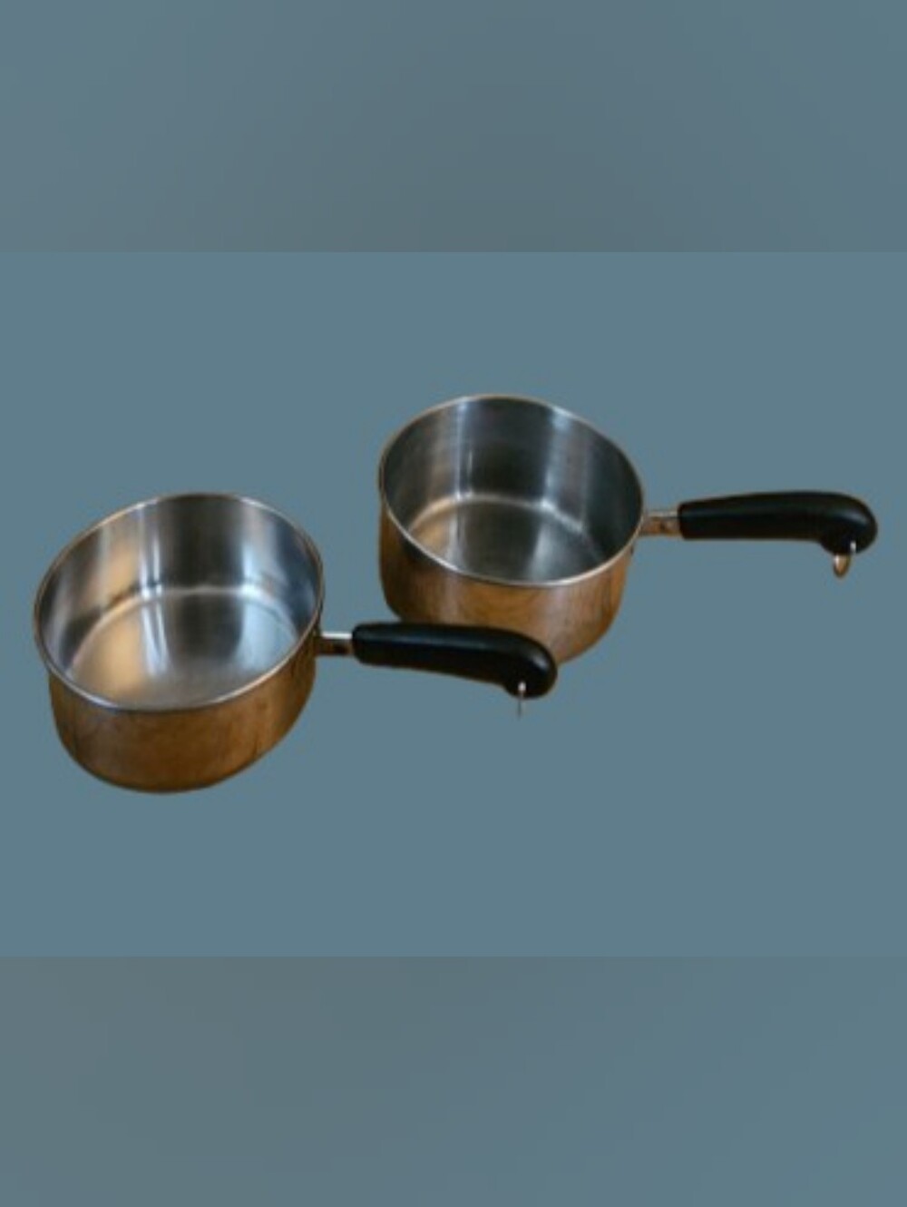 Vintage Revere Ware Saucepans 1 & 1 1/2 Q Disc Bottom Tri Ply Set Of 2 No Lids